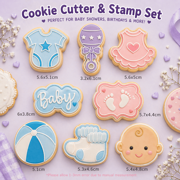 Baby Shower Cookie Cutter & Stamp Set