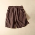 thumbnail image 3 of Shorts for Women Summer Casual Cotton Linen Lightweight Elastic Waist Wide Straight Leg Shorts with Pockets, 3 of 9