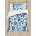 thumbnail image 3 of Leaf Duvet Cover Set Queen Size, Island Ocean Beach Sea Inspired Hawaiian Flowers Palm Tree Leaves Art Print, Decorative 3 Piece Bedding Set with 2 Pillow Shams, Dark Blue and Lilac, by Ambesonne, 3 of 3