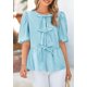 thumbnail image 3 of Blusa PRETTYGARDEN para mujer, con lazo en la parte delantera, a rayas, verano 2025, 3 of 9