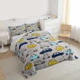 thumbnail image 3 of Homewish Cute Cartoon Car Full Size Comforter Sets,Toy Car Bedding Comforter Set,Blue Yellow Gray Bedding Sets For Boys Kids,Ultra Soft Home Decor Reversible,3-Piece, 3 of 8