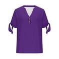 thumbnail image 6 of Cmfcve Woman Gauze Top Women's Cotton Linen Short Sleeve Tie Button Henley Blouse V-Neck Loose Lightweight Summer Casual Tee Shirt, 6 of 7