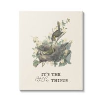 Stupell Industries It's The Little Things Bird Nest Graphic Art Gallery Wrapped Canvas Print Wall Art, Design by Lil' Rue