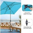 thumbnail image 3 of Heynemo 10x 6.5ft Rectangular Patio Umbrella, Outdoor Table Market Umbrella with Crank, 6 Steel Ribs, Polyester Canopy, Aluminum Pole,Lake Blue, 3 of 7