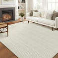 thumbnail image 2 of Living Room Area Rug, Large Machine Washable Rug, Non Slip Modern Stripe Floor Carpet, Indoor Pearl Velvet Soft Rug, Foldable Printed Rug for Dining Room, Bedroom, Nursery, Beige Tones, 2 of 24