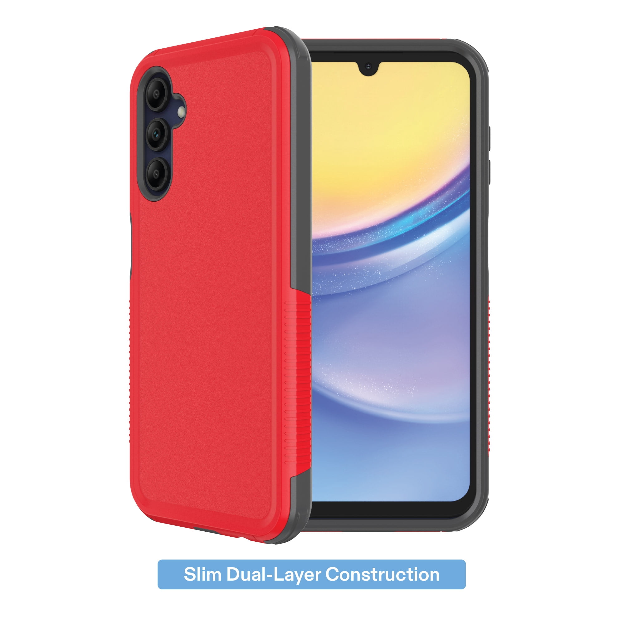 onn Slim Rugged Phone Case for Samsung Galaxy A15 5G - Red/Gray