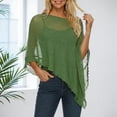 thumbnail image 2 of EYNMVR Womens Sheer Poncho Shrug Lightweight Knit Ruffle Pullover Sweater Top, 2 of 4