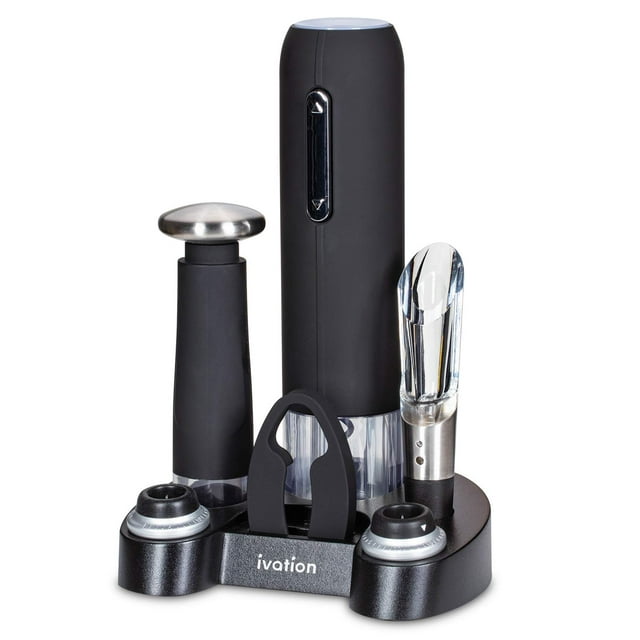 Set de regalo para vino Ivation, abridor eléctrico, aireador y preservador