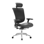 GM Seating Dreem III Leather Series Executive Hi Swivel Chair Chrome Base with Headrest, Genuine Black Leather