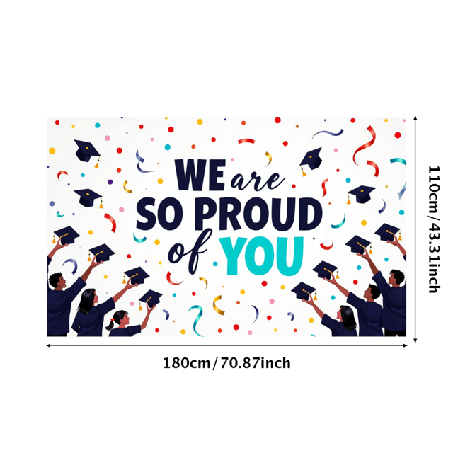 Graduation Banner We Are So Proud of You Backdrop for Party Decorations Academic Celebration Background Perfect for Graduation Events and Photography Props