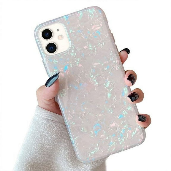 Compatible With iPhone 14 Protective Case, Luxury Opal Flash Design, Transparent Soft Tpu Silicone Rear Protective Phone Case, Girl Ladies Shiny for iPhone 14/13/121/11  6.1" Phone Case