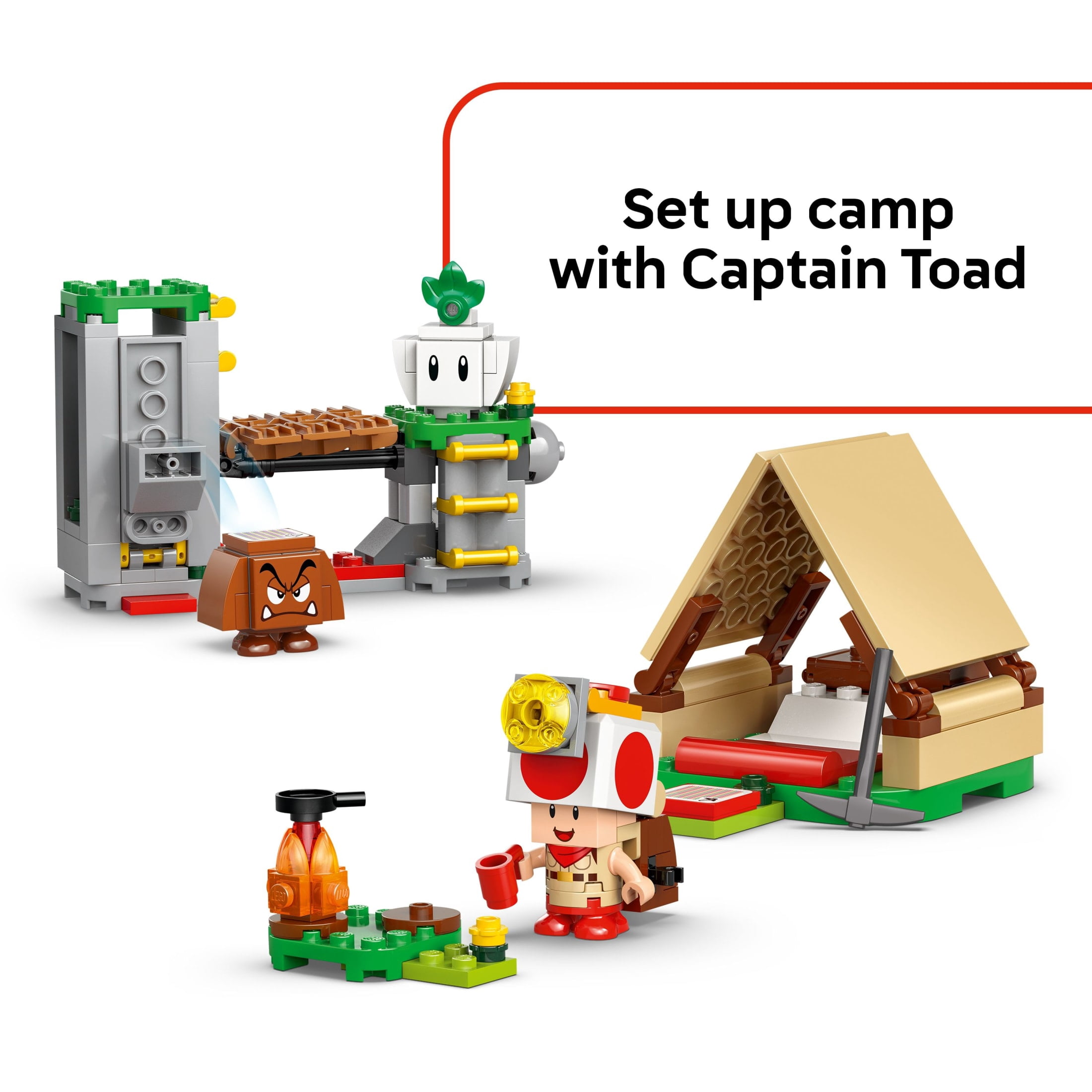 LEGO Super Mario Captain Toad’s Camp Building Toy - Pretend Play Set for Kids, Ages 6+ - Gift for Birthdays - Building Blocks for Boys & Girls W/Toad, Goomba, & Turnip Toy Figures - 72040