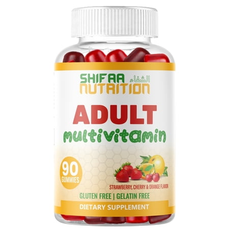 SHIFAA NUTRITION Halal Multivitamins for Adults | 90 Gummies, 45 Days Supply w/ All Essential Vitamins | Vegetarian, NON-GMO, Gluten, Gelatin, Peanuts Free