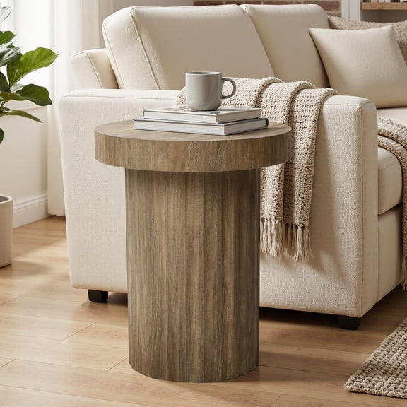 Langford Home 20" Fluted Wood Round Side Table