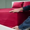thumbnail image 3 of Soft Lightweight Brushed Cotton Blend Bed Sheet Set – 3-Piece Twin XL – Red, 3 of 11