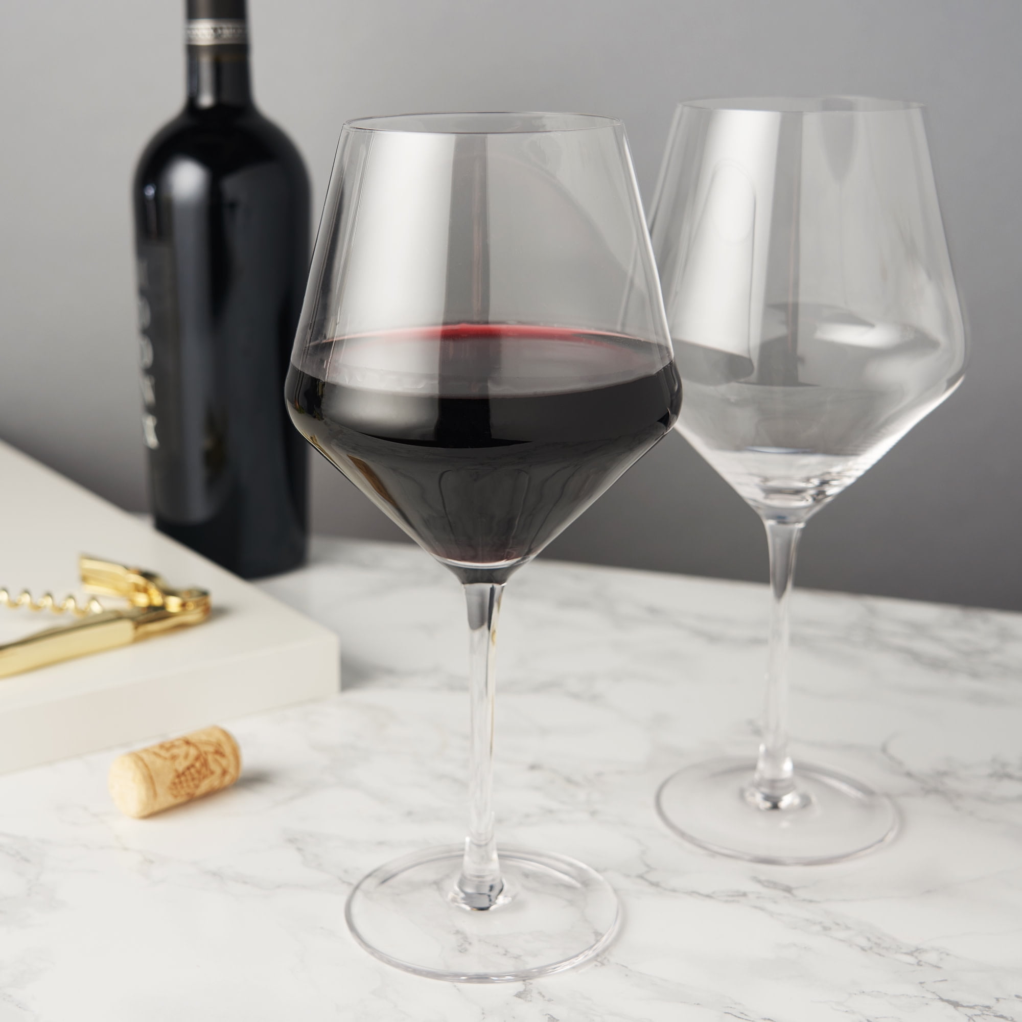 Viski Burgundy Crystal Stemmed Glassware Set of 2, 21oz - Elegant Barware
