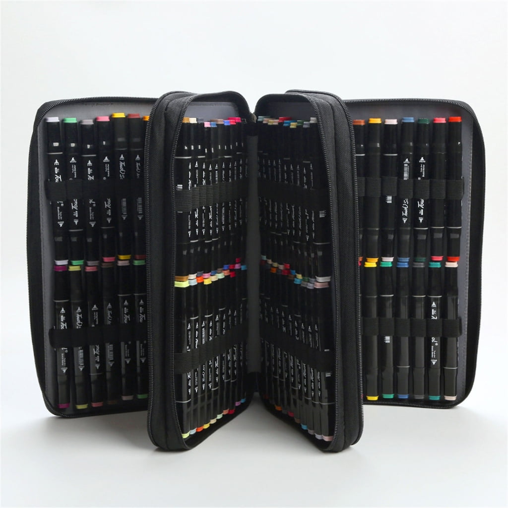 120 Slot Markers Organizers Carrying Bag with Shoulder Strap Multifunctional High Capacity Multilayer Marker Holder Case