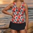 thumbnail image 6 of Htigea Womens Tankini with Skirt Bathing Suit Ruffle V Neck Swimwear Modest Swimming Suits Tummy Control Swimsuit 2 Piece 05 Multicolor,XL, 6 of 9