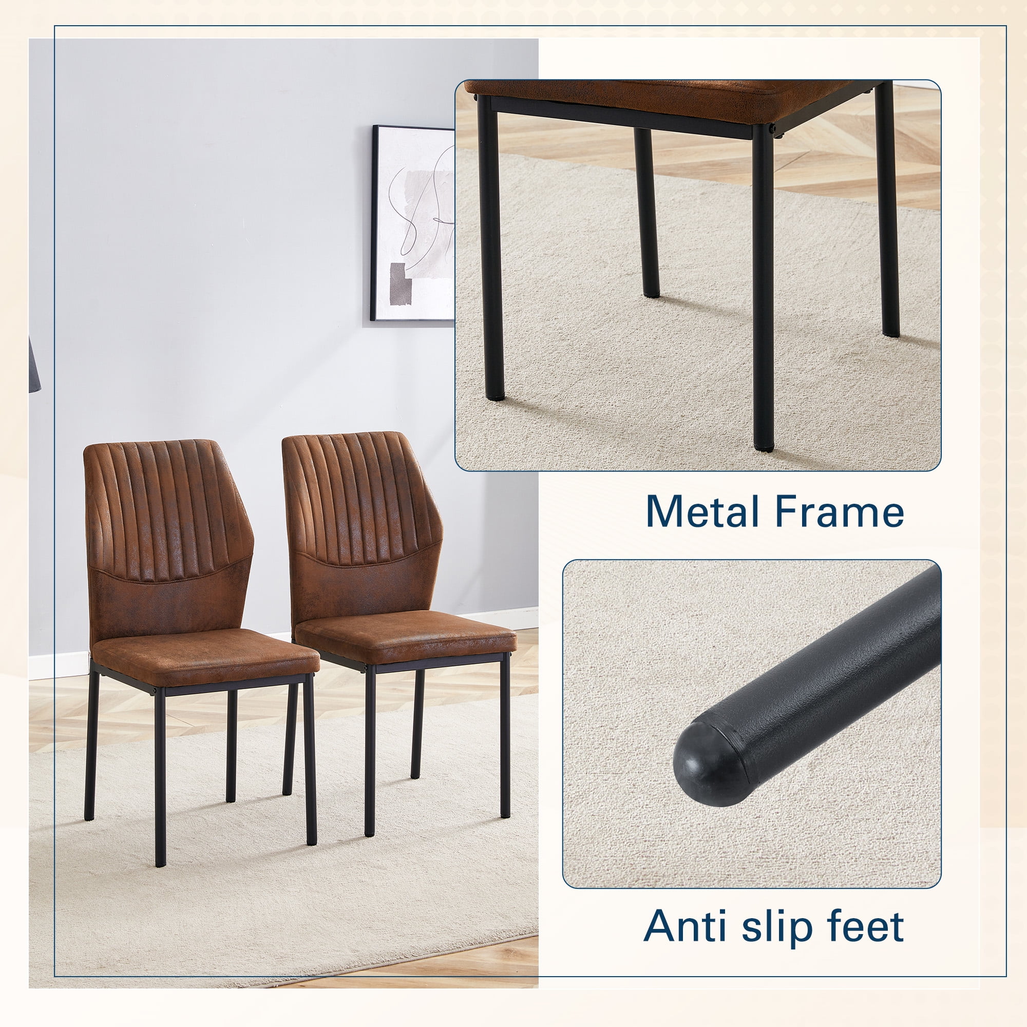 Noble House Light Luxury Chair - A set of 4 comfortable brown technology fabric dining chairs