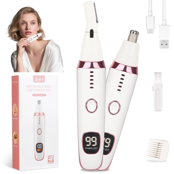 Mendaping recortadora 2 en 1 de vello nasal y de orejas con LED recargable por USB