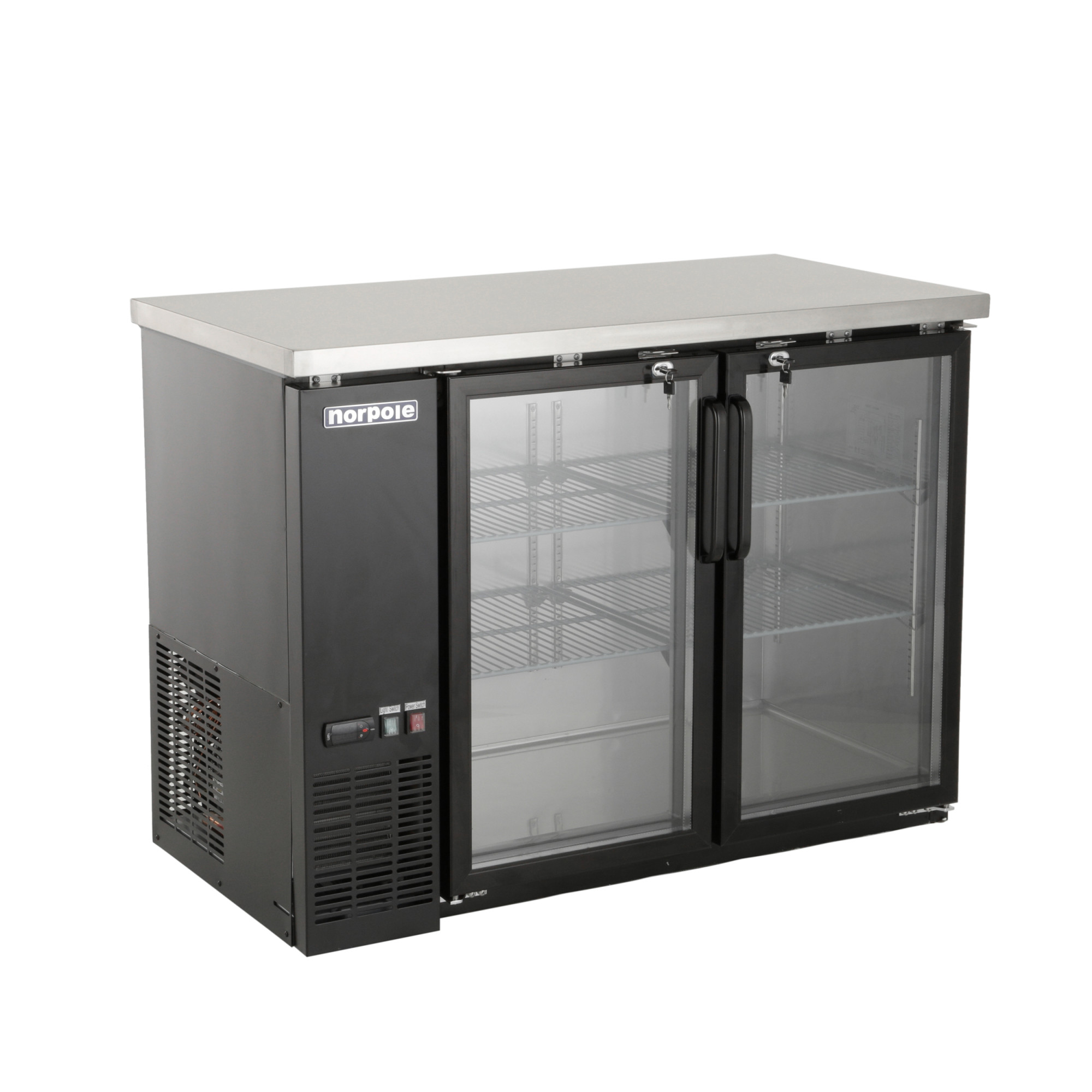 Norpole 12 cu. ft. 2-Door Under Bar Commercial Specialty Refrigerator in Black in Black