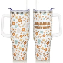 GrandmaTumbler 40 Oz, Birthday Gift Christmas Mothers Day Gifts for Grandma, Grandma Cup Coffee Mug Stainless Steel 40 Oz Tumbler with Handle and Straw