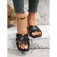 thumbnail image 4 of Snakeskin Embossed Slide Sandals, Black Elegant Snake Print Slides, 4 of 4