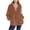 Brown, variant on 2025 New Fashion Plus Size Women's Round- Neck And Winter Loose Solid Pocket Warm Long Sleeve Blouse Tops