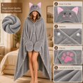 thumbnail image 3 of Wearable Blanket Hoodie Gray Warm Flannel Blanket with Sleeves Hoodie for Mom, Girlfriend, Wife, , Sister - for Christmas(Gray ), 3 of 6