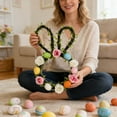 thumbnail image 2 of XQWJWLA 16" Easter Bunny Wreaths for Front Door, Easter Rabbit Wreath Decoration with Pastel Eggs, Artificial Spring Wreath for Home Indoor Outdoor Window Wall Holiday Party Decor, 2 of 5