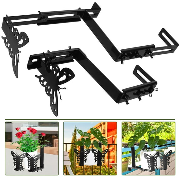 GOOHOCHY 2 Pcs Indoor over The Deck Rail Planters Balcony Flower Pot Hanger