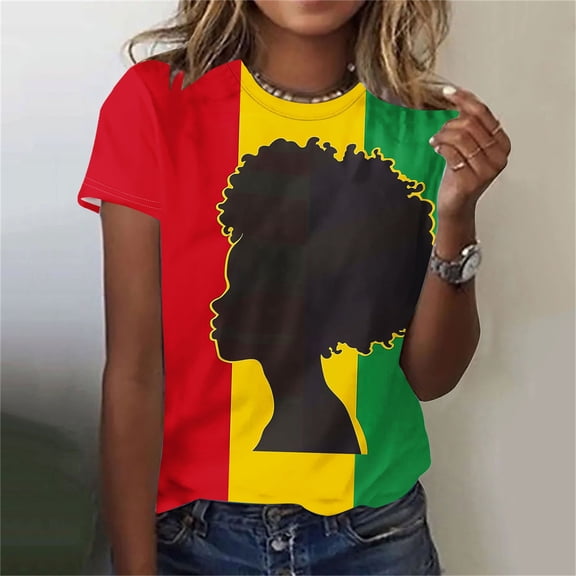 BVOFAR Black History Month Shirts for Women Plus Size Round Neck Short Sleeve T-Shirts African American Pride Celebrate Freedom Tops