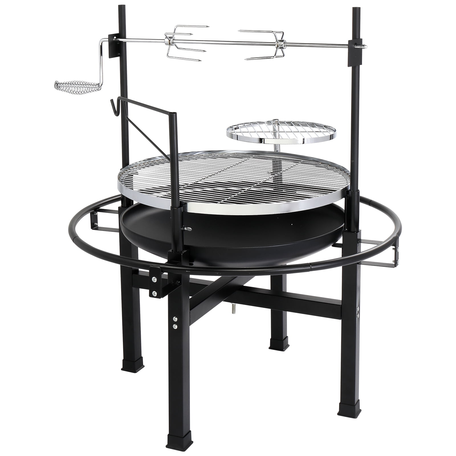 ZHICHUN 33 Inch Round Iron Spray Charcoal Grill, Black Heavy Duty Outdoor BBQ Grill for Camping Picnic Backyard Party