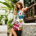 thumbnail image 2 of Lafuoo London Symbols Pattern Women's Sleeveless Dress, Round Tie Pocket Short Sleeve Dress Summer Clothing, Suitable for Vacation, Leisure, Work-Small, 2 of 8