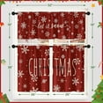 thumbnail image 6 of Merry Christmas Kitchen Window Curtains and Valances Set 36 Inch, Let it Snow Winter Snowflakes Short Tier Curtain for Cafe Living Room Bathroom, Xmas Red 3 Pieces Set Kitchen Decor, 6 of 7