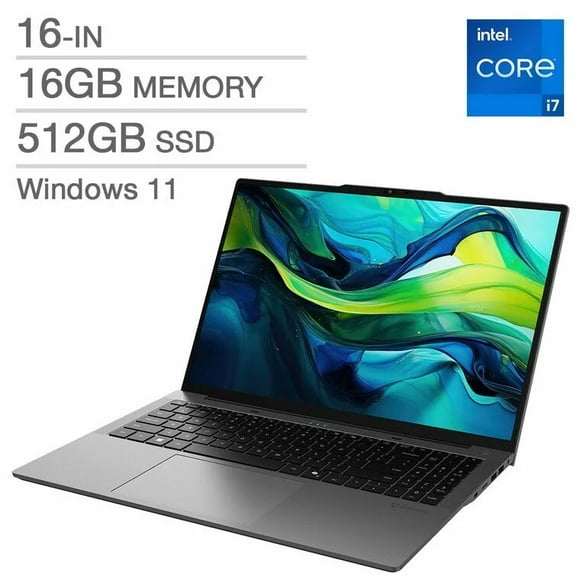 Acer Gateway Laptop - 16" WUXGA IPS Intel Core i7-1255U| 16GB DDR5| 512GB SSD| Micro SD Card Reader| W11- Excellent Recertified with 1 Year Acer Manufacturer Warranty