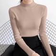 thumbnail image 4 of DYTTDG Women's Mock Neck Ribbed Knit Long Sleeve Top | Solid Slim Basic Pullover Soft Stretch Layering Shirt for Spring Fall Daily Wear, 4 of 7