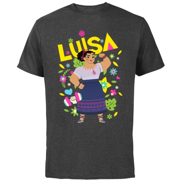 Disney Encanto Luisa Madrigal Floral - Short Sleeve Cotton T-Shirt for Adults - Customized-Charcoal