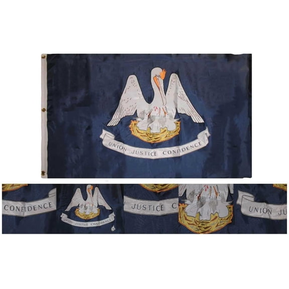 3x5 Embroidered Sewn State of Louisiana 300D Nylon Flag 3'x5' 3 Clips