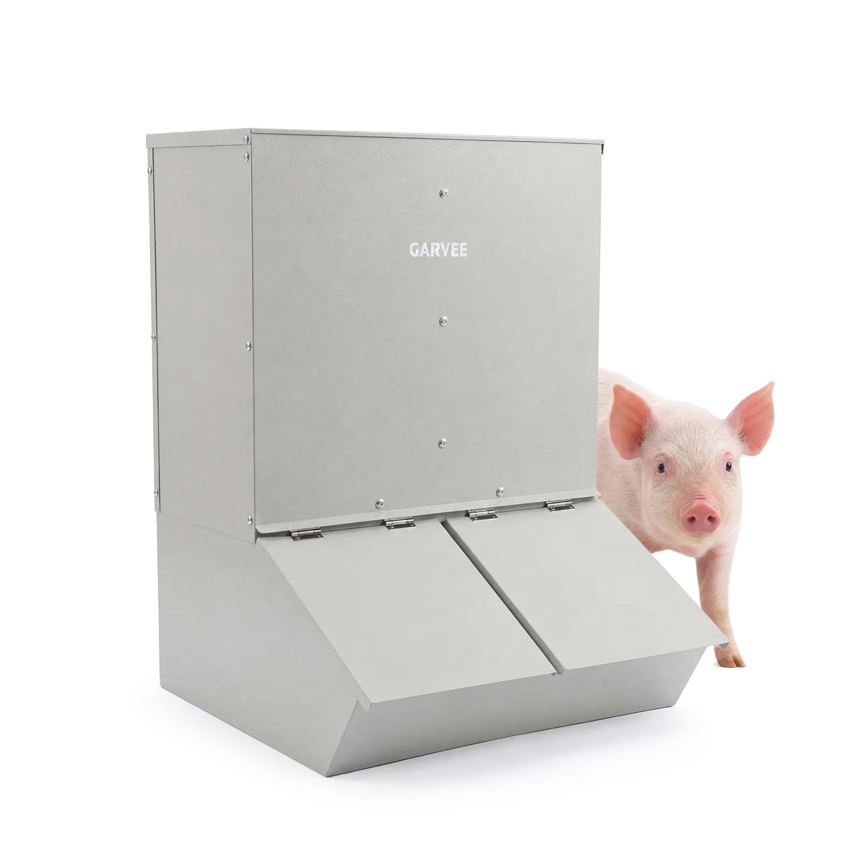 Heavy Duty Hog Feeder – 2.2/3.7 Bushel Single Door Pig Feeder, Multipurpose Creep Trough for Outdoor Livestock, Farm Accessory for Feeding up to 5 Hogs