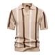 thumbnail image 1 of Ceisia Vertical Stripe Knit Top Men's Slim Fit Short Sleeve Casual Shirt Khaki L Gifts, 1 of 6