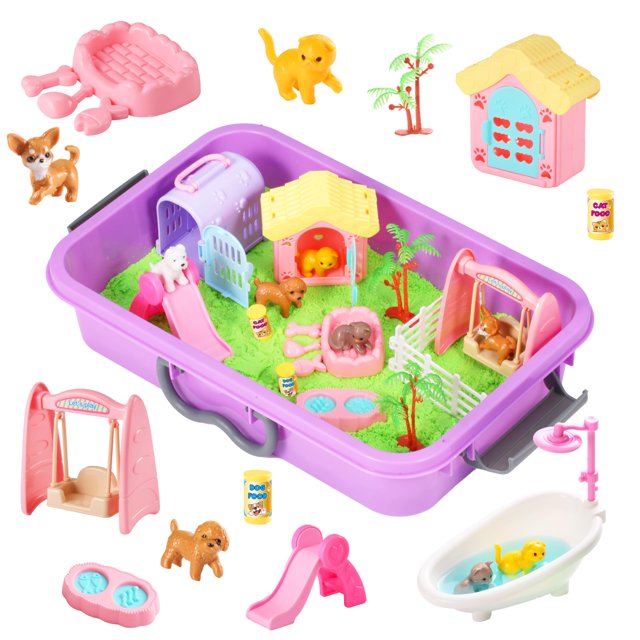 Pet Sensory Bin Carolart, caja de arena para perros y gatos con arena sensorial