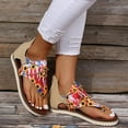 thumbnail image 4 of 2025 Clearance! asdoklhq Summer Sandals for Women,Women Summer Clip-Toe Sunflower Shoes Zipper Comfy Flats Casual Beach Sandals, 4 of 9