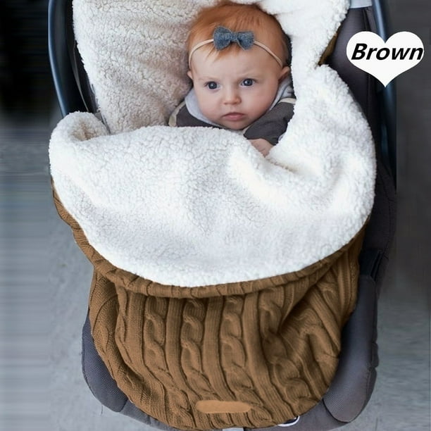 Mialoley Warm Soft Infant Knitted Swaddle for Stroller Blanket