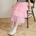 thumbnail image 4 of Girls Tulle Skirts Mesh Layered Ruffle Long Tiered Skirt Princess Party Tutu Fluffy Skirts Pink, 9-10Y, 4 of 5