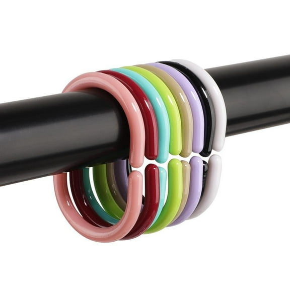 Flexible Silicone Shower Curtain Rings, 12-Pack, C-Shaped Design for Easy Installation on Round or Oval Rods