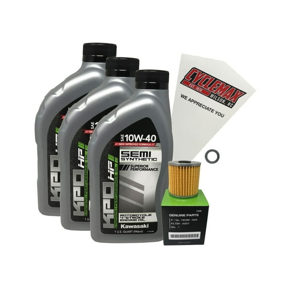 Cyclemax OEM SS 10W-40 Oil Change Kit fits 1988-2002 Kawasaki BAYOU 220