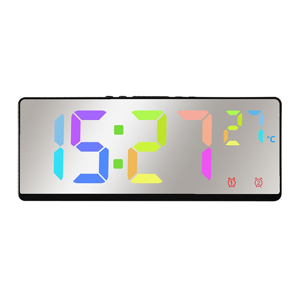 GLFILL Voice Control Mirror Led Digital Alarm Clock Temperature Date