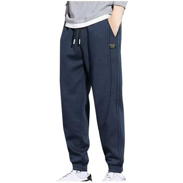FcBaudy Full Length Pants Men Casual Solid Zipper Multiple Pockets Drawstring Outdoor Sweatpants Men polyester Pants