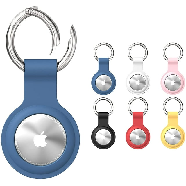 Silicone Case for AirTags, Soft Rubber Shockproof Protective Skin Cover with Keychain Compatible with Apple AirTags – for Accessories Key-Ring, Wallet, Luggage, Pet Collar (Blue)